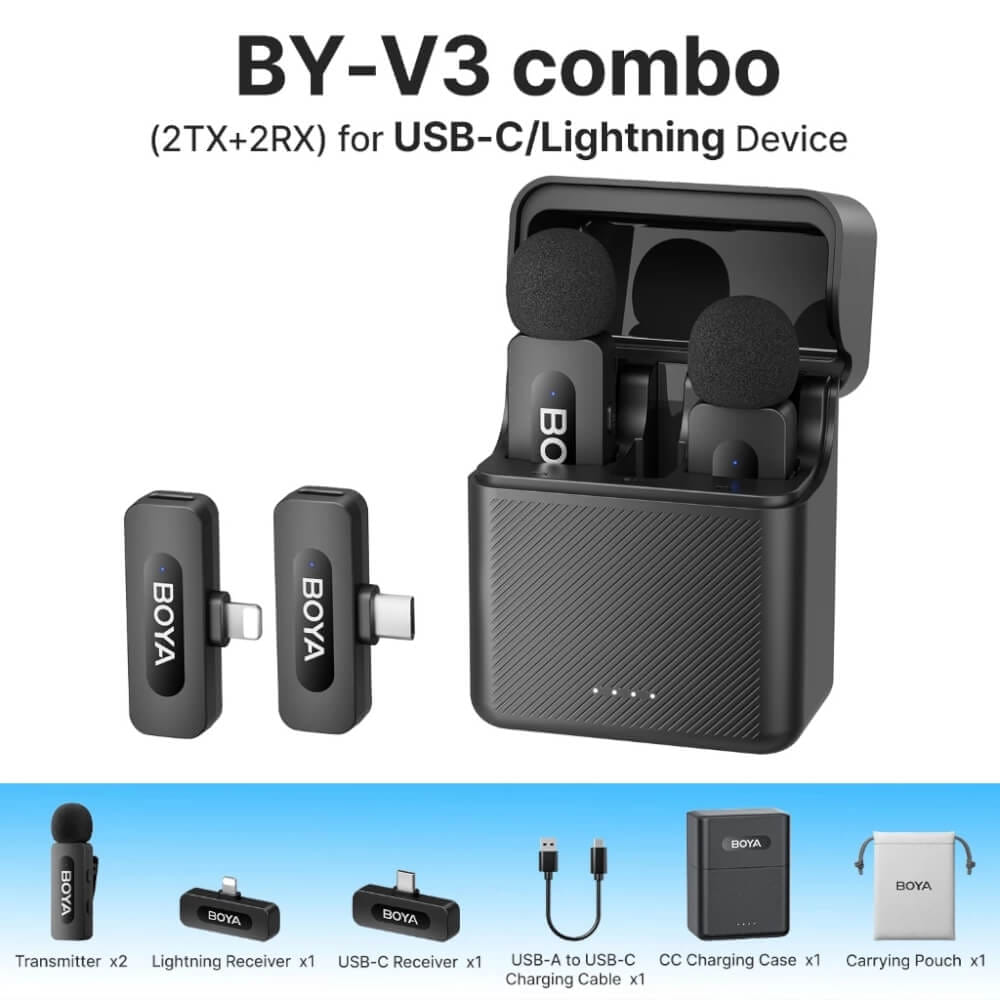 ไมโครโฟนไร้สาย BOYA MICROPHONE BOYA BY-V3 COMBO_1